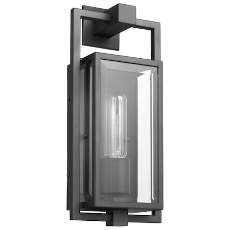 Nuvo Exhibit 1-Lgt Small Wall Lantern - Matte Black / Clear Beveled Glass 60/7543
